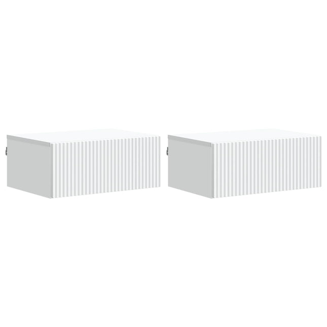 Væghængt Natbord 2 pcs Hvid 49 x 34,5 x 20 cm Konstrueret træ