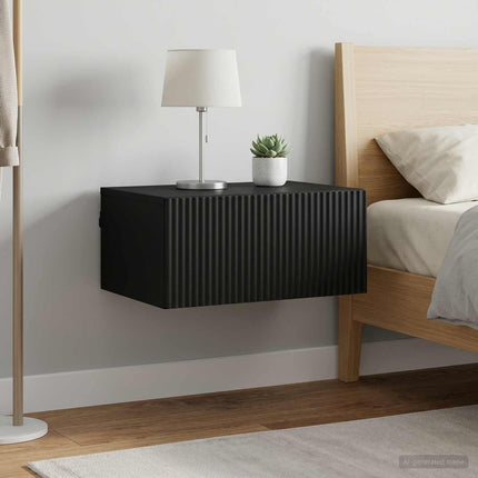 Væghængt Natbord 2 stk. Sort 49 x 34,5 x 20 cm Konstrueret træ