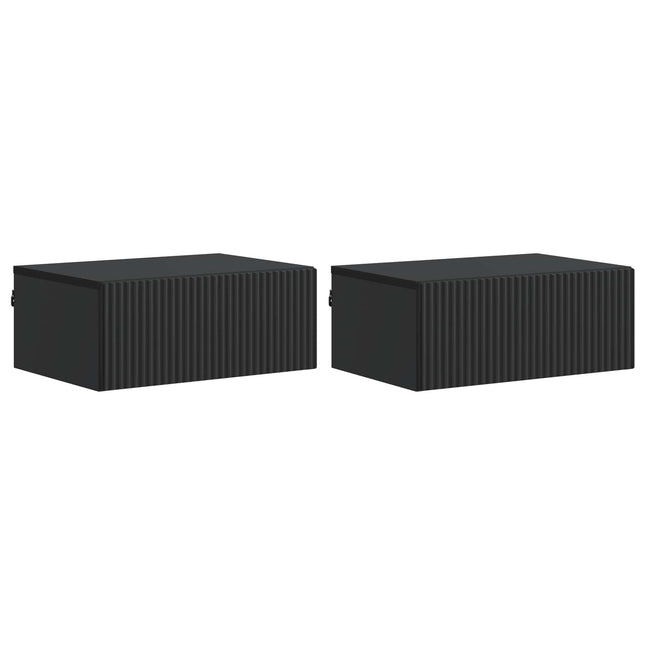 Væghængt Natbord 2 pcs Sort 49 x 34,5 x 20 cm Konstrueret træ