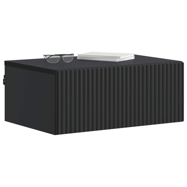 Væghængt Natbord 2 pcs Sort 49 x 34,5 x 20 cm Konstrueret træ