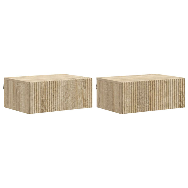Væghængt Natbord med skuffe 2 pcs Sonoma-eg 49 x 34,5 x 20 cm