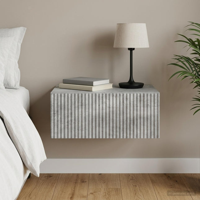 Væghængt Natbord Betongrå 49 x 34,5 x 20 cm Konstrueret træ