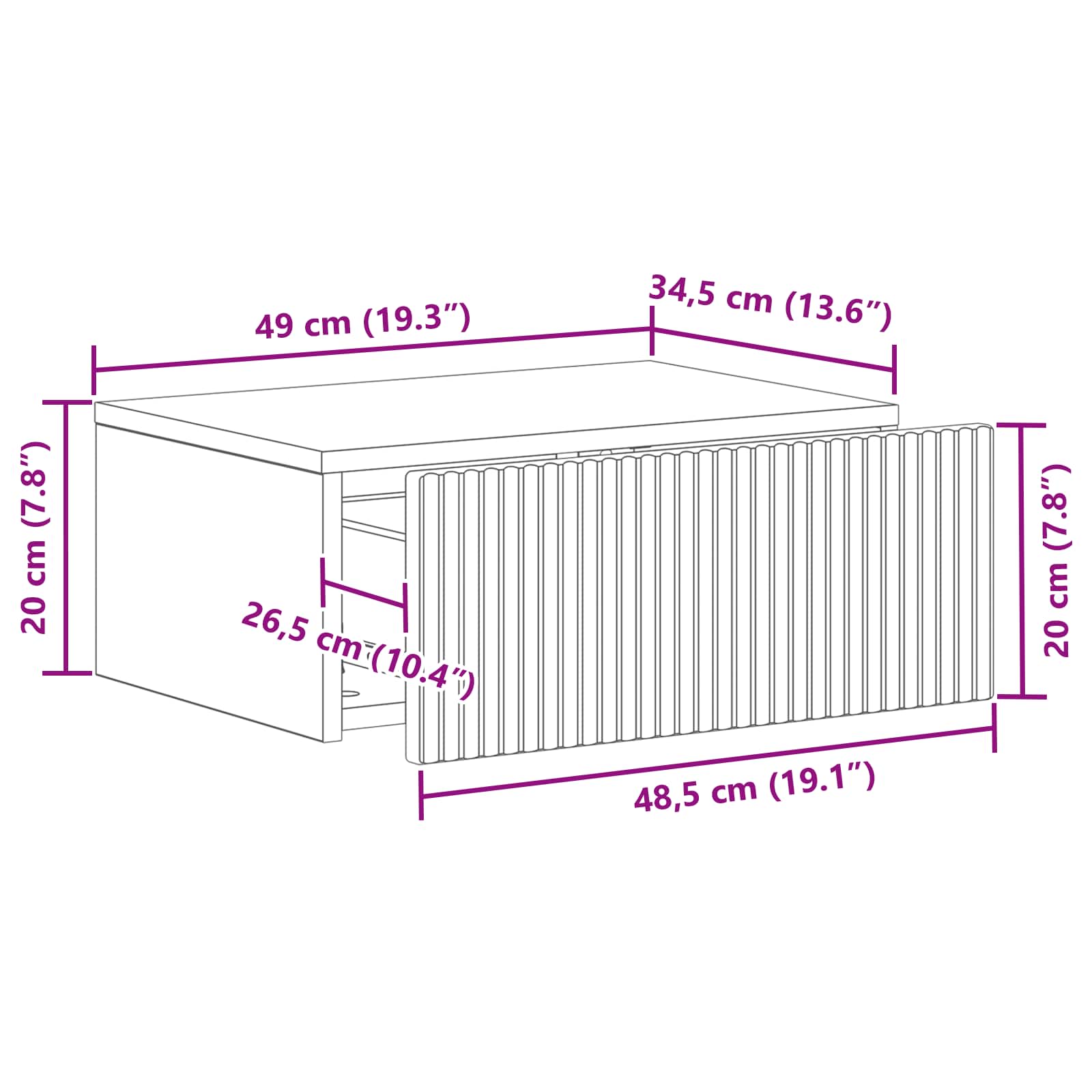 Væghængt Natbord 2 pcs Hvid højglans 49 x 34,5 x 20 cm