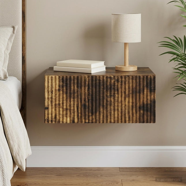 Væghængt Natbord Røget eg 49 x 34,5 x 20 cm Konstrueret træ