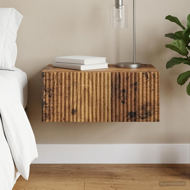 Væghængt Natbord Gammelt træ 49 x 34,5 x 20 cm Konstrueret træ