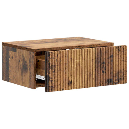 Væghængt Natbord Gammelt træ 49 x 34,5 x 20 cm Konstrueret træ