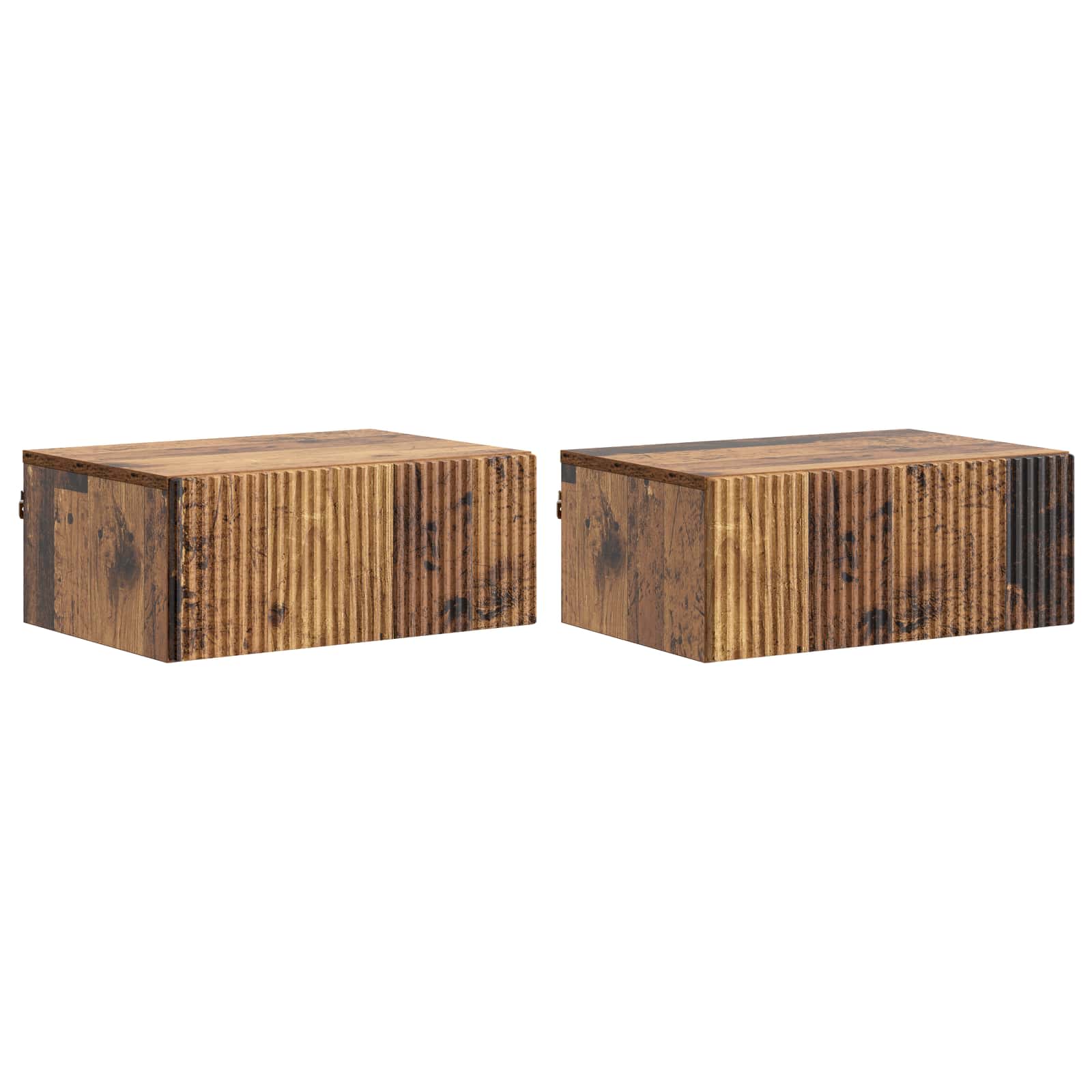 Væghængt Natbord med skuffe 2 pcs Gammelt træ 49 x 34,5 x 20 cm