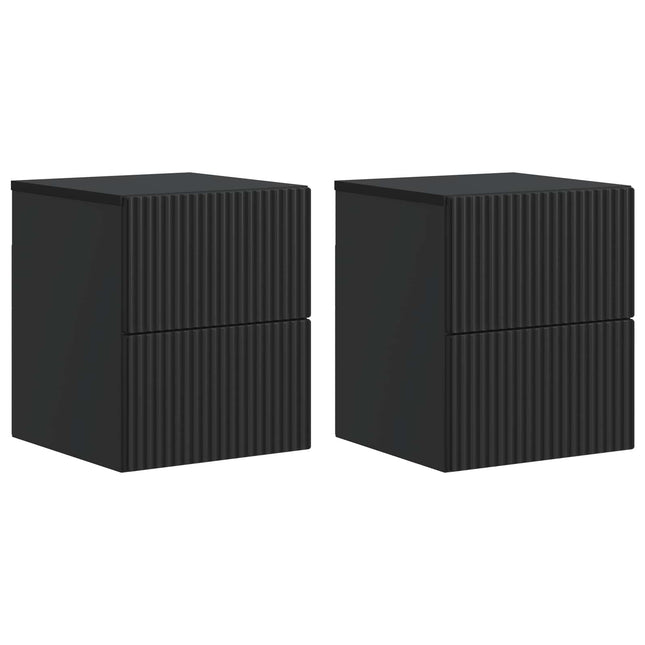 Væghængt Natbord 2 pcs Sort 33 x 34,5 x 40 cm Konstrueret træ