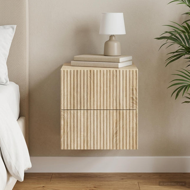 Væghængt Natbord Sonoma-eg 33 x 34,5 x 40 cm Konstrueret træ