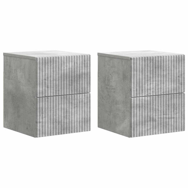 Væghængt Natbord med skuffe 2 pcs Betongrå 33 x 34,5 x 40 cm