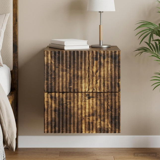 Væghængt Natbord Røget eg 33 x 34,5 x 40 cm Konstrueret træ