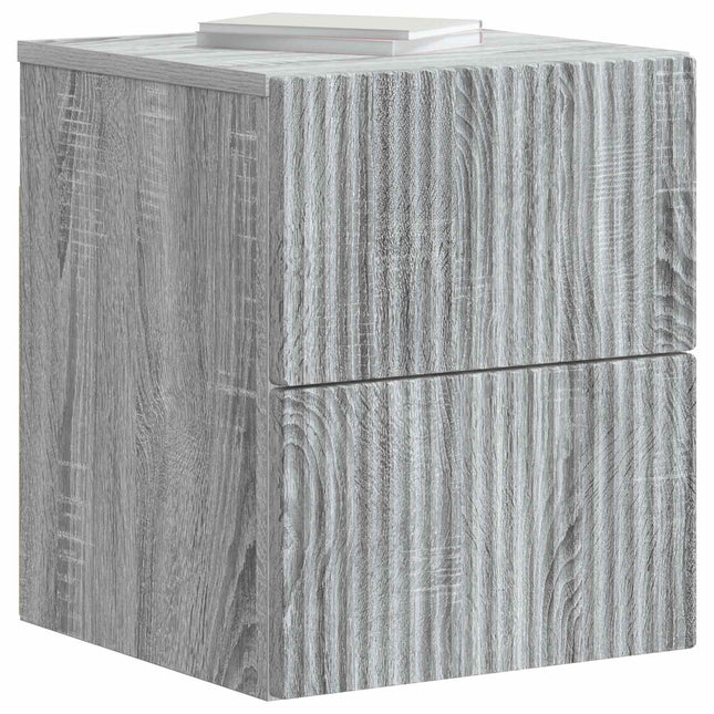 Væghængt Natbord 2 pcs Grå sonoma-eg 33 x 34,5 x 40 cm
