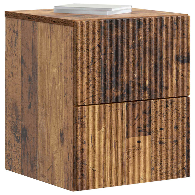 Væghængt Natbord med skuffe 2 pcs Gammelt træ 33 x 34,5 x 40 cm