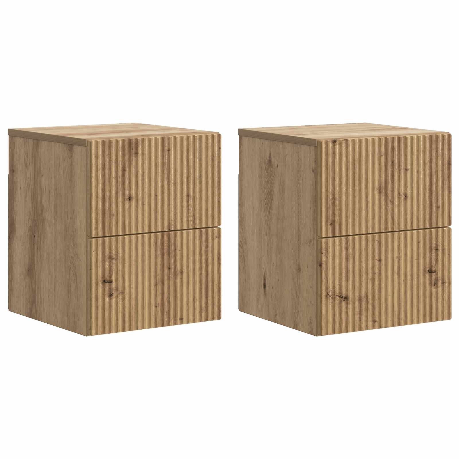 Væghængt Natbord med skuffe 2 pcs Artisan-eg 33 x 34,5 x 40 cm