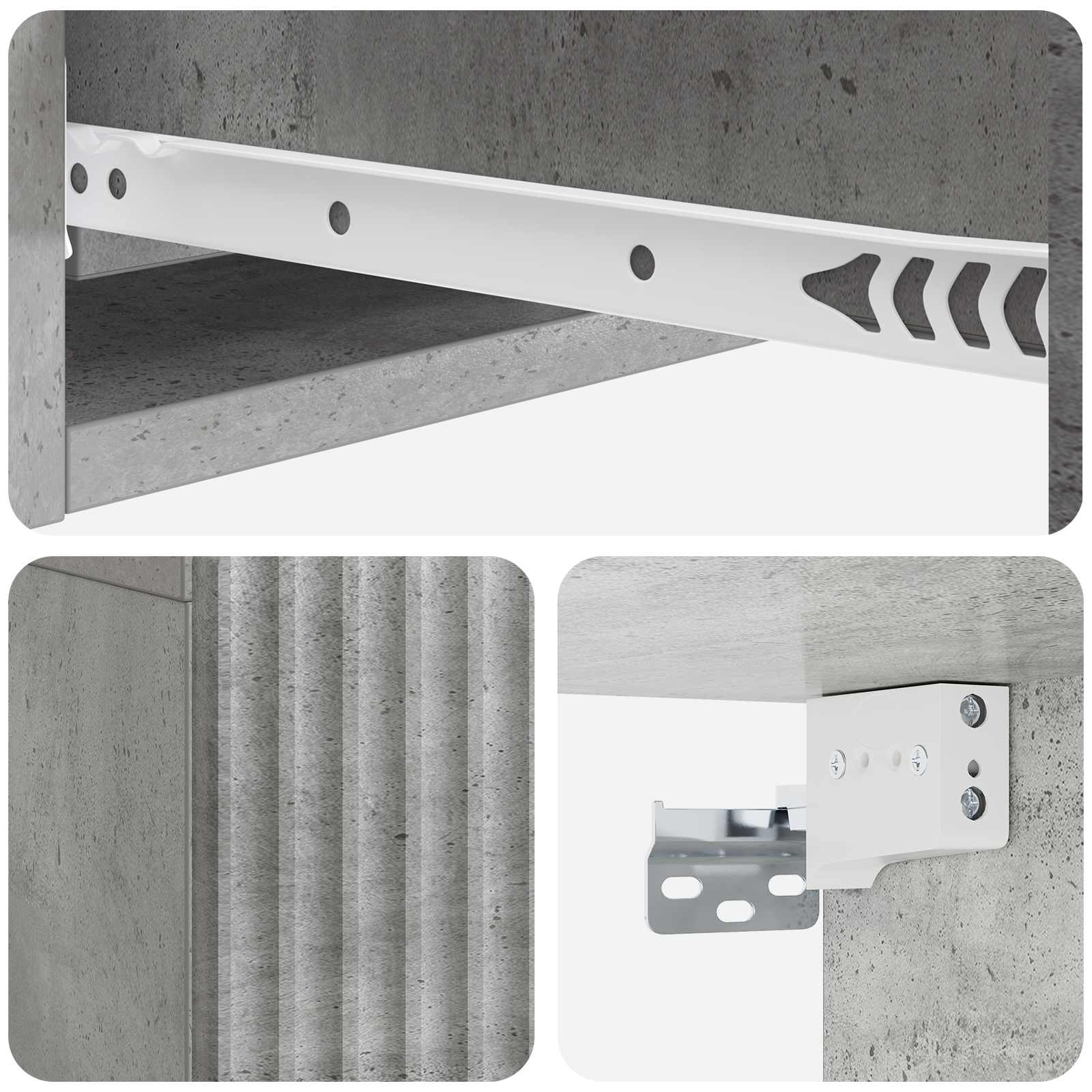 Væghængt Sideskab Betongrå 59 x 34,5 x 17 cm Konstrueret træ
