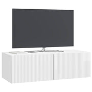 Væghængt TV-skab Hvid højglans 98 x 41 x 30 cm Konstrueret træ