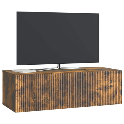 Væghængt TV-skab 98 x 41 x 30 cm Røget eg Konstrueret træ