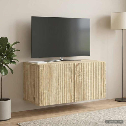 Væghængt TV-skab Sonoma-eg 59,5 x 31 x 30 cm Konstrueret træ