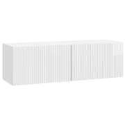 Væghængt TV-skab Hvid højglans 98 x 31 x 30 cm Konstrueret træ