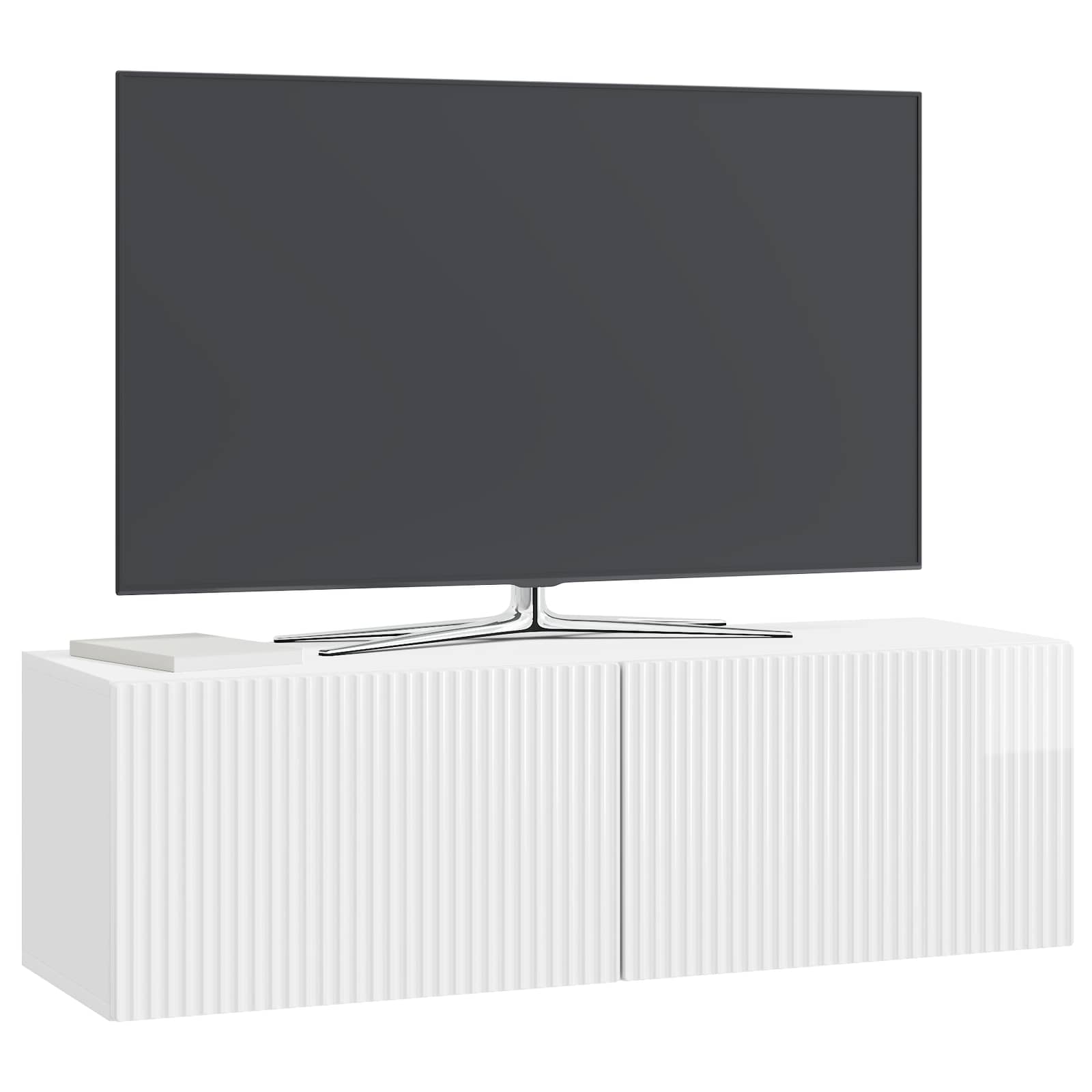 Væghængt TV-skab Hvid højglans 98 x 31 x 30 cm Konstrueret træ