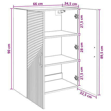 Vægmonteret skab Røget eg 66 x 34,5 x 90 cm Konstrueret træ