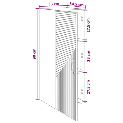 Vægmonteret skab Sonoma-eg 33 x 34,5 x 90 cm Konstrueret træ