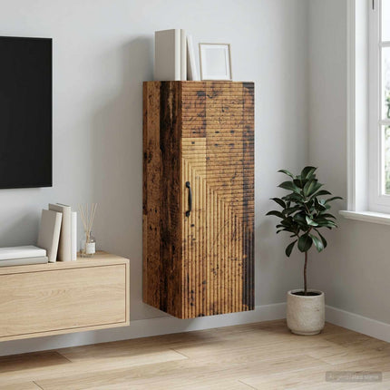 Vægmonteret skab Gammelt træ 33 x 34,5 x 90 cm Konstrueret træ