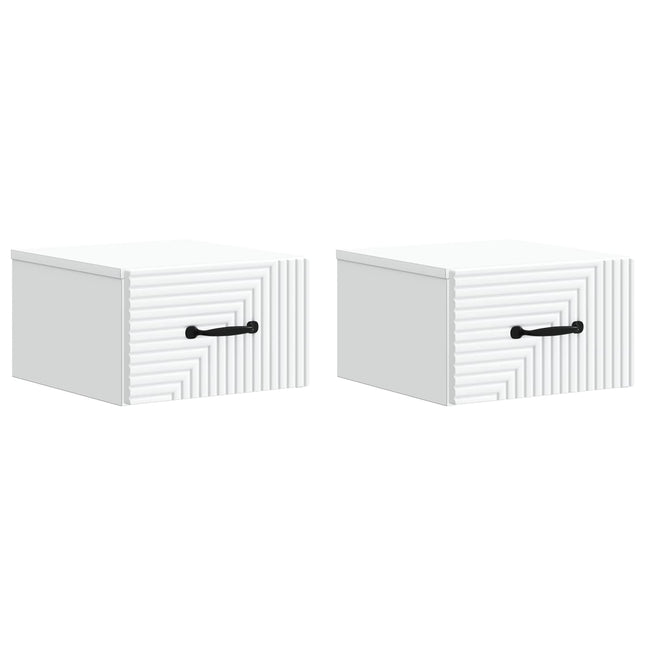 Væghængt Natbord 2 stk. Hvid 34,5 x 33 x 20 cm Konstrueret træ