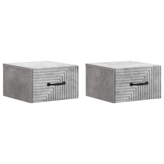 Væghængt Natbord med skuffe 2 pcs Betongrå 34,5 x 33 x 20 cm