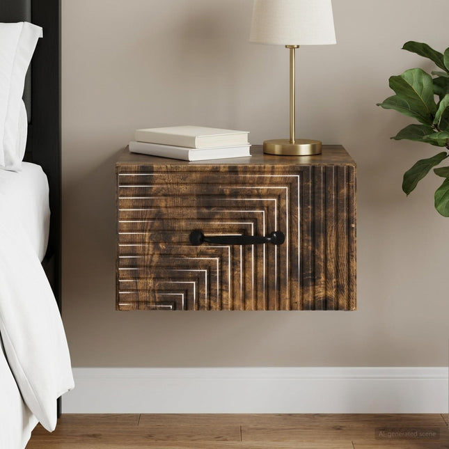 Væghængt Natbord Røget eg 34,5 x 33 x 20 cm Konstrueret træ