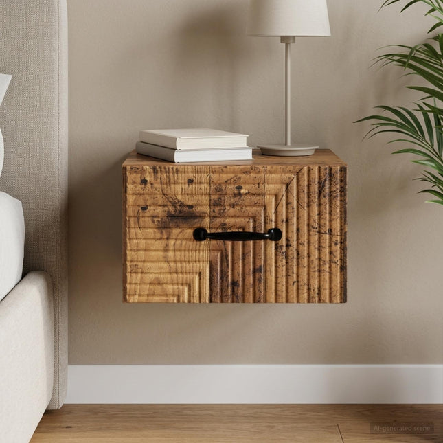 Væghængt Natbord Gammelt træ 34,5 x 33 x 20 cm Konstrueret træ