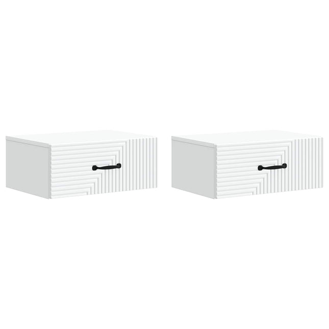 Væghængt Natbord 2 pcs Hvid 49 x 34,5 x 20 cm Konstrueret træ