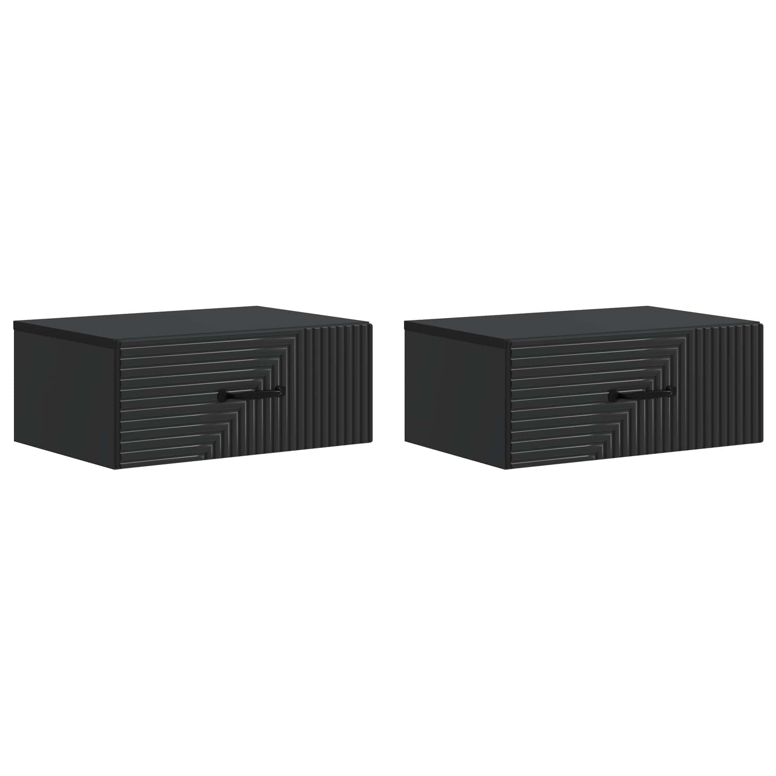 Væghængt Natbord 2 pcs Sort 49 x 34,5 x 20 cm Konstrueret træ