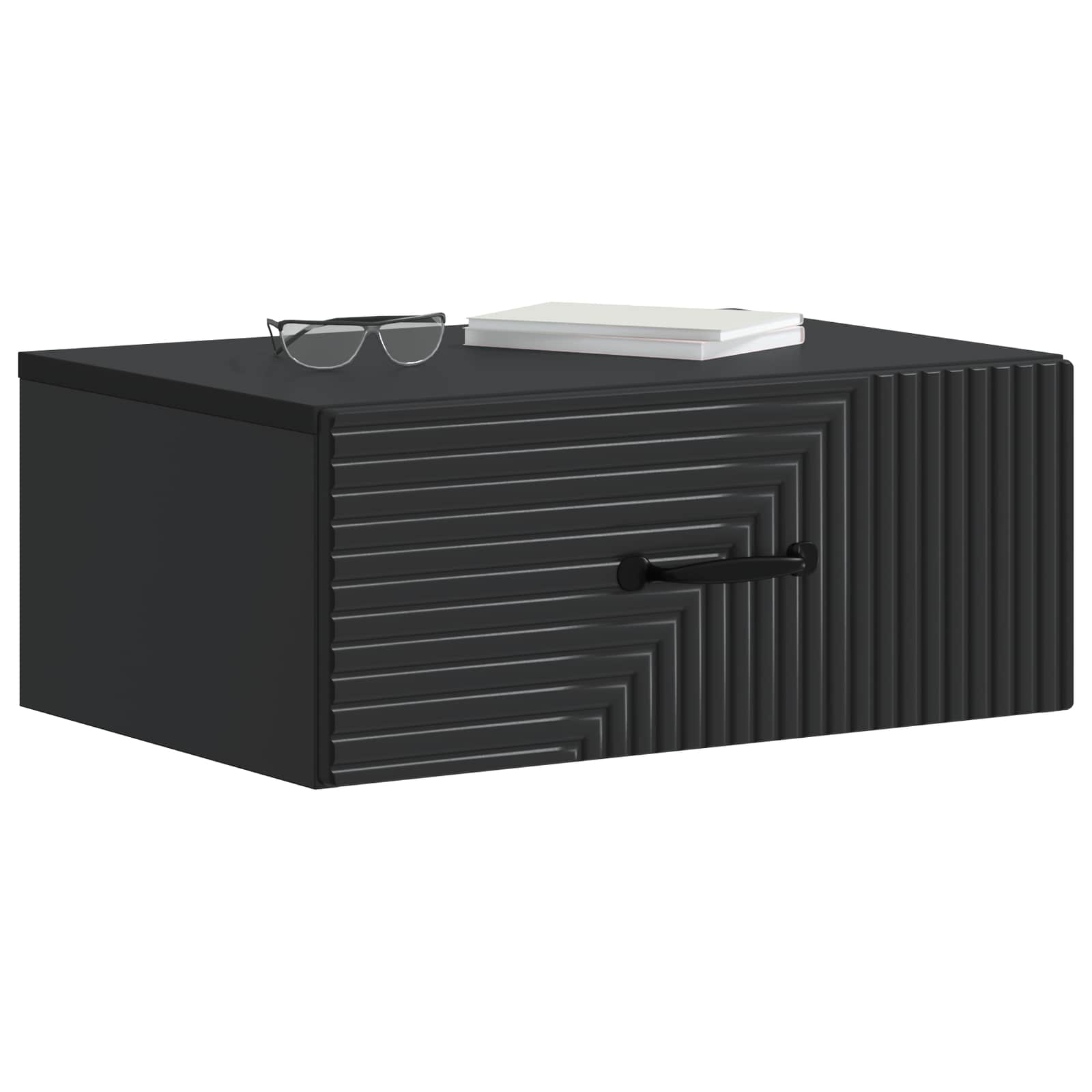Væghængt Natbord 2 pcs Sort 49 x 34,5 x 20 cm Konstrueret træ