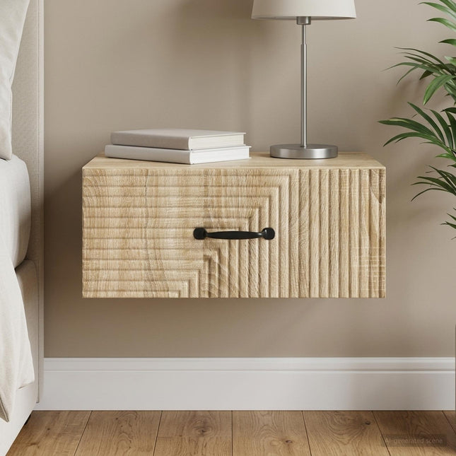 Væghængt Natbord Sonoma-eg 49 x 34,5 x 20 cm Konstrueret træ