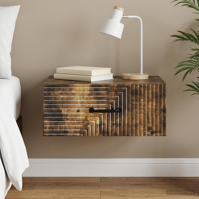 Væghængt Natbord Røget eg 49 x 34,5 x 20 cm Konstrueret træ