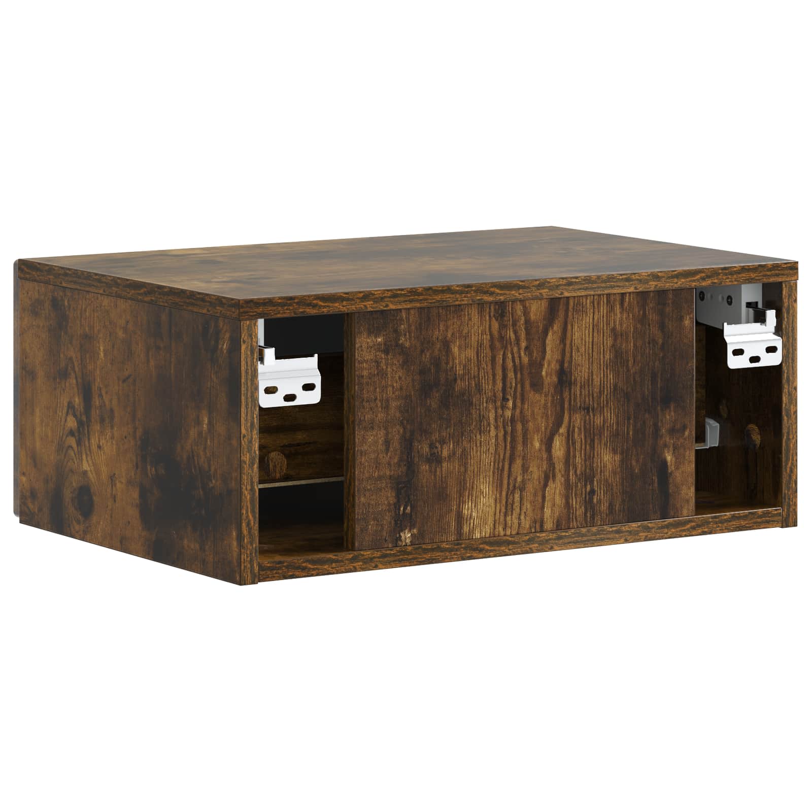 Væghængt Natbord med skuffe 2 pcs Røget eg 49 x 34,5 x 20 cm