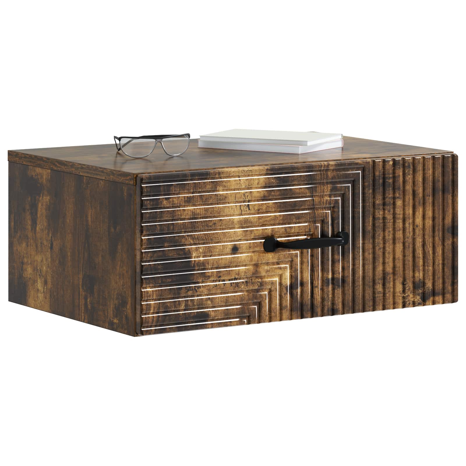 Væghængt Natbord med skuffe 2 pcs Røget eg 49 x 34,5 x 20 cm