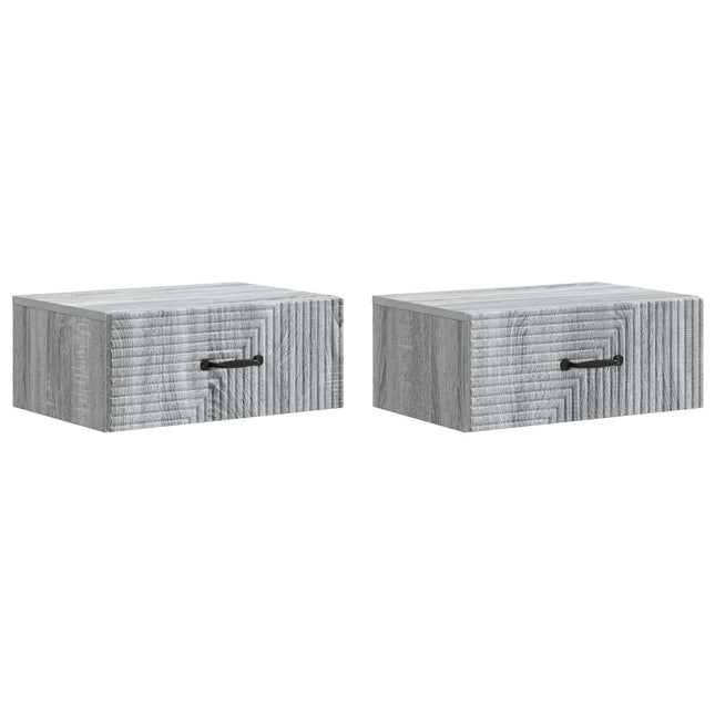 Væghængt Natbord 2 pcs Grå sonoma-eg 49 x 34,5 x 20 cm