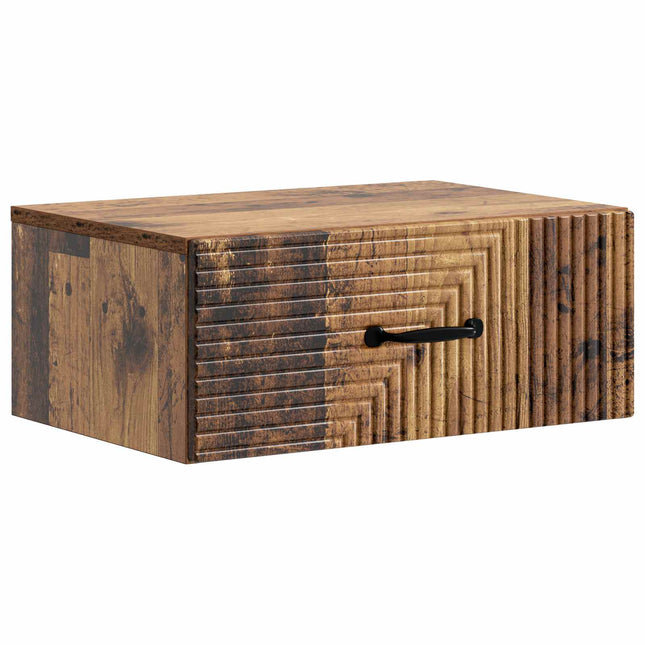 Væghængt Natbord Gammelt træ 49 x 34,5 x 20 cm Konstrueret træ