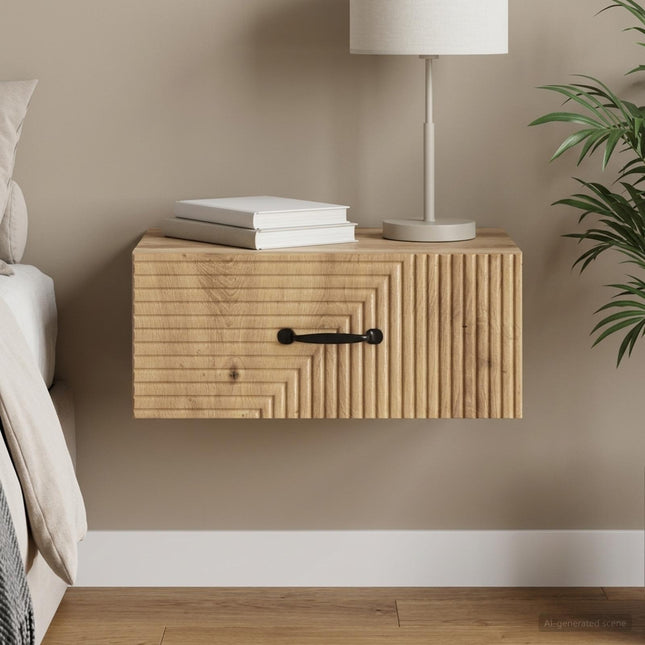 Væghængt Natbord Artisan-eg 49 x 34,5 x 20 cm Konstrueret træ