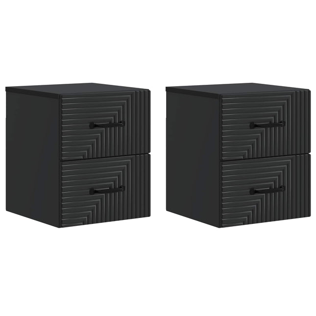 Væghængt Natbord 2 pcs Sort 34,5 x 33 x 40 cm Konstrueret træ