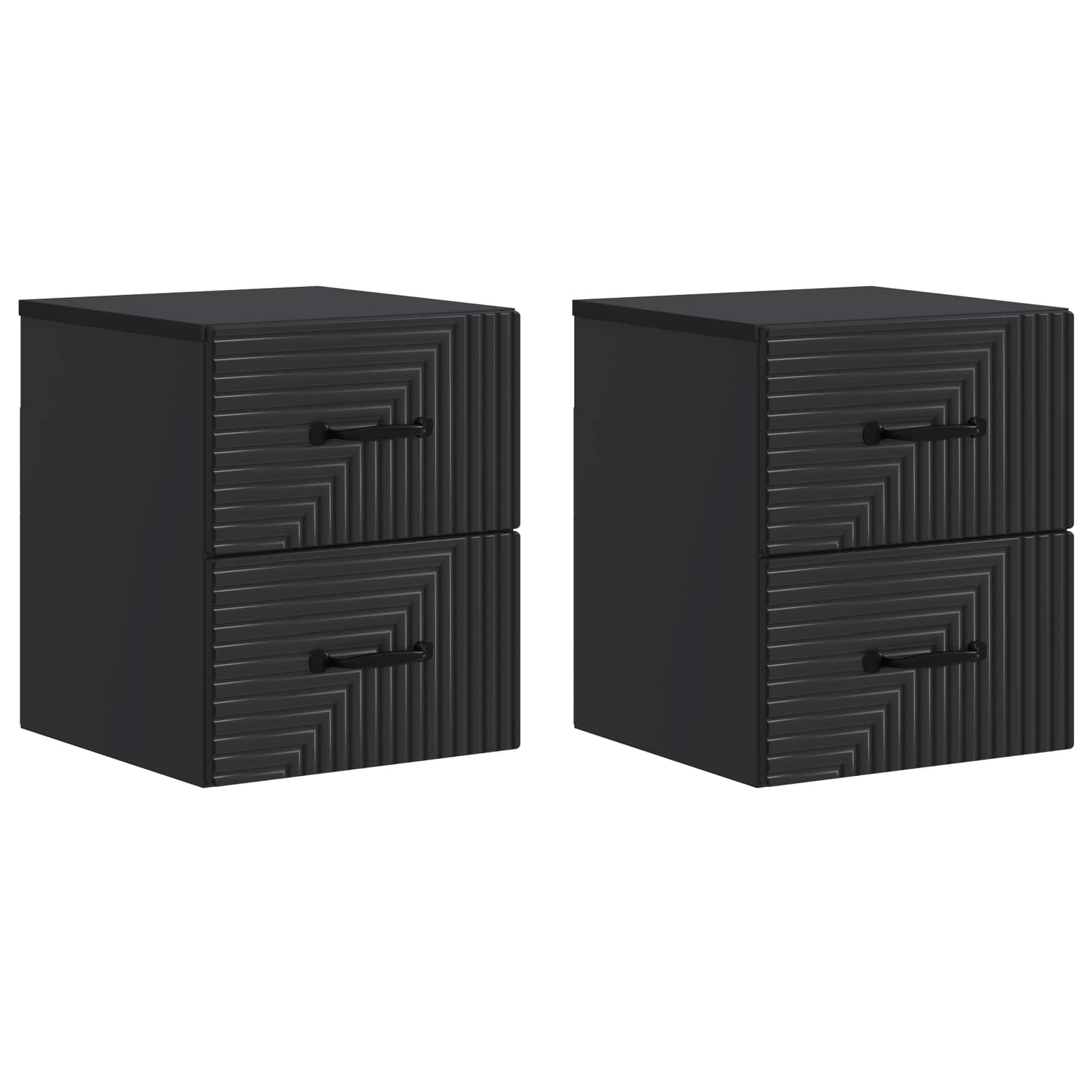 Væghængt Natbord 2 pcs Sort 34,5 x 33 x 40 cm Konstrueret træ