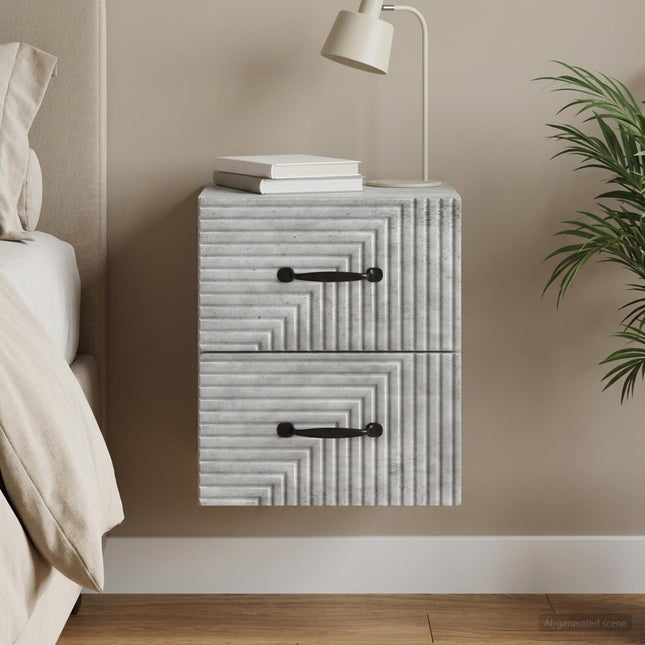Væghængt Natbord Betongrå 34,5 x 33 x 40 cm Konstrueret træ