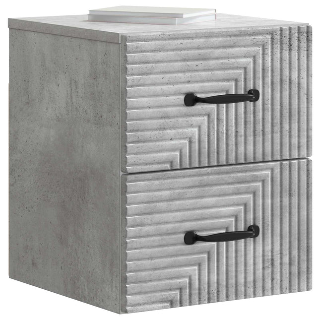 Væghængt Natbord Betongrå 34,5 x 33 x 40 cm Konstrueret træ