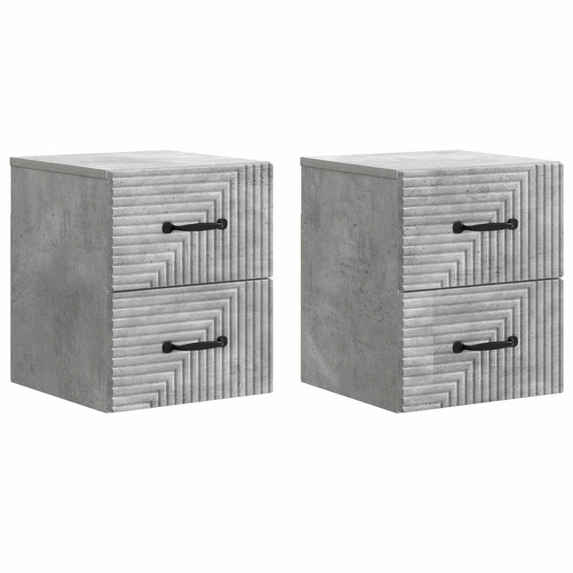 Væghængt Natbord med skuffe 2 pcs Betongrå 34,5 x 33 x 40 cm