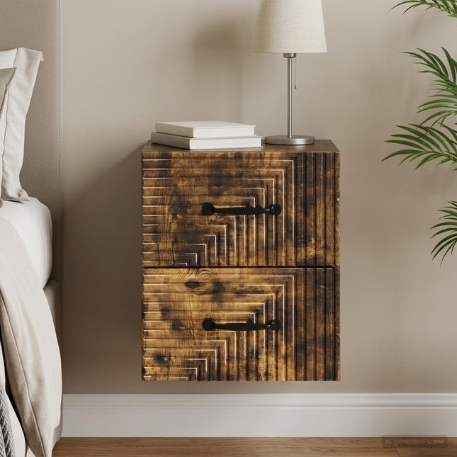 Væghængt Natbord Røget eg 34,5 x 33 x 40 cm Konstrueret træ