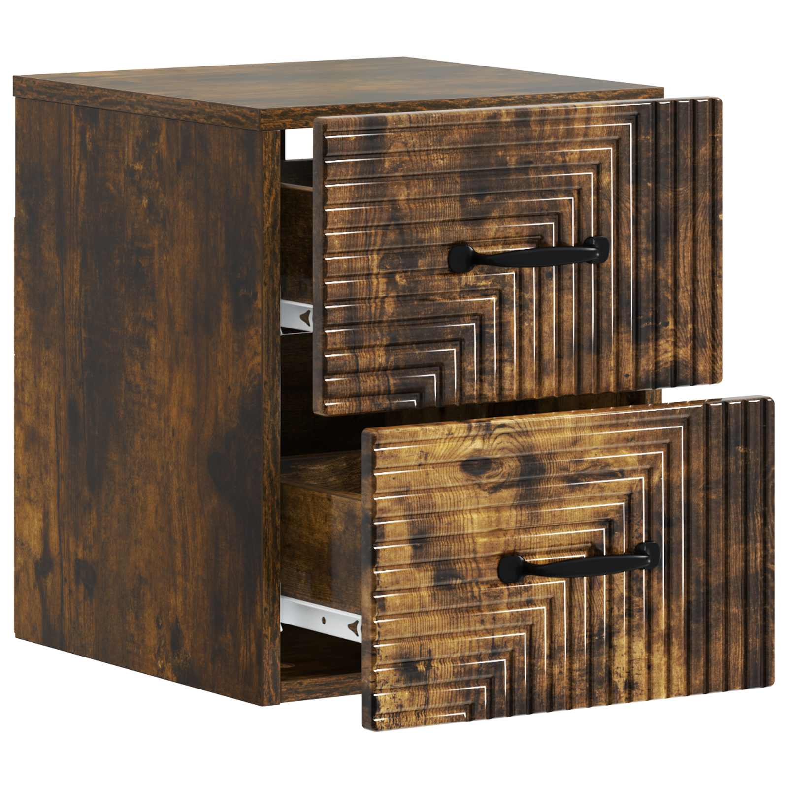 Væghængt Natbord med skuffe 2 pcs Røget eg 34,5 x 33 x 40 cm