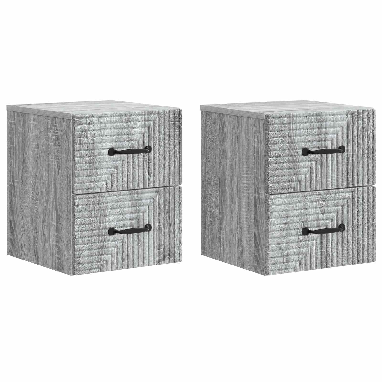 Væghængt Natbord 2 pcs Grå sonoma-eg 34,5 x 33 x 40 cm