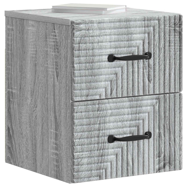 Væghængt Natbord 2 pcs Grå sonoma-eg 34,5 x 33 x 40 cm